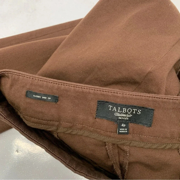 Talbots Pants 4P Brown Woman Classic Side Zip Ankle Cotton Blend Work  Casual‎ - Picture 8 of 11